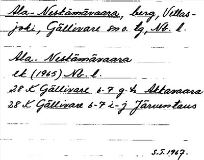 Bild på arkivkortet för arkivposten Ala-Neskämävaara