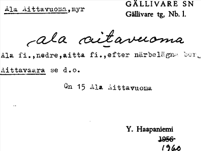 Bild på arkivkortet för arkivposten Ala Aittavuoma