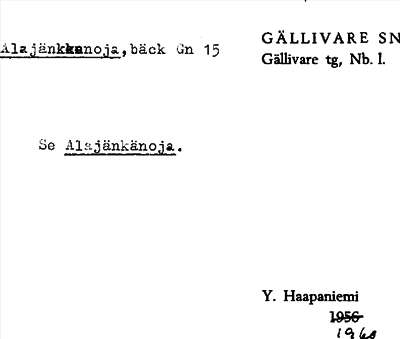 Bild på arkivkortet för arkivposten Alajänkkenoja