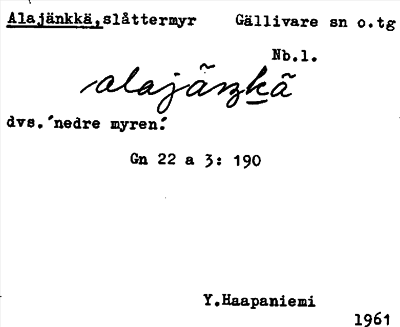Bild på arkivkortet för arkivposten Alajänkkä