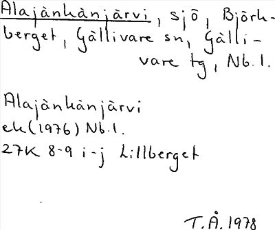 Bild på arkivkortet för arkivposten Alajänkänjärvi