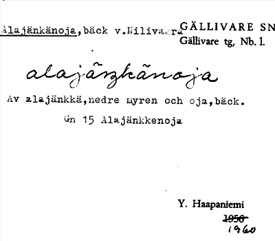Bild på arkivkortet för arkivposten Alajänkänoja