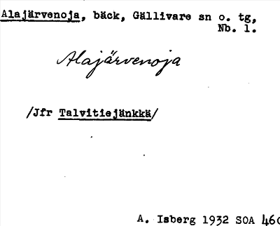 Bild på arkivkortet för arkivposten Alajärvenoja