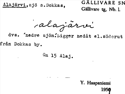Bild på arkivkortet för arkivposten Alajärvi