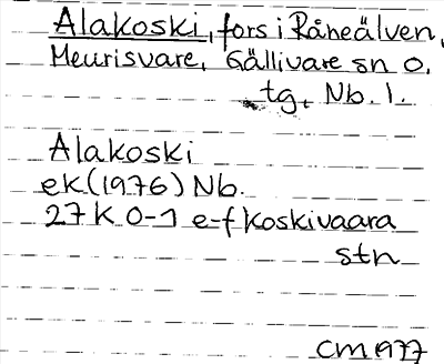 Bild på arkivkortet för arkivposten Alakoski