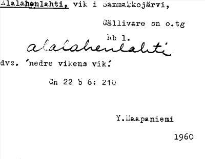 Bild på arkivkortet för arkivposten Alalahenlahti