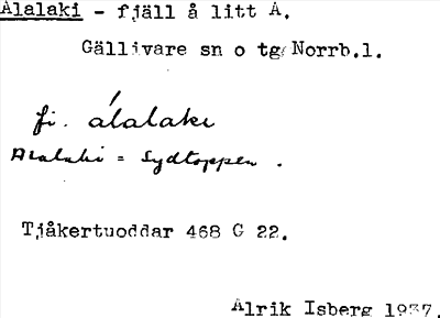 Bild på arkivkortet för arkivposten Alalaki