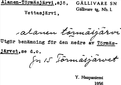 Bild på arkivkortet för arkivposten Alanen-Törmäsjärvi