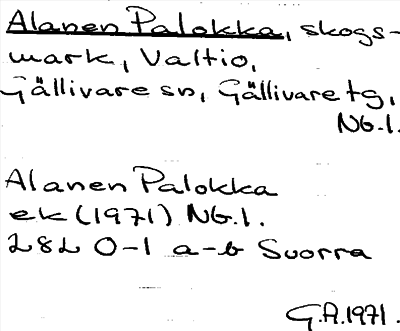 Bild på arkivkortet för arkivposten Alanen Palokka