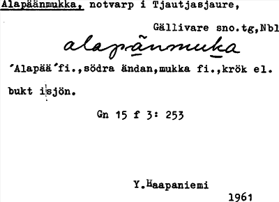 Bild på arkivkortet för arkivposten Alapäänmukka