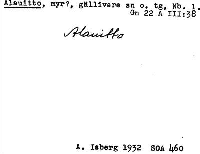 Bild på arkivkortet för arkivposten Alauitto
