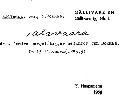 Bild på arkivkortet för arkivposten Alavaara