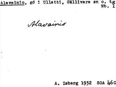 Bild på arkivkortet för arkivposten Alavainio