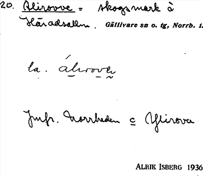 Bild på arkivkortet för arkivposten Alirovve