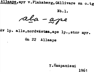 Bild på arkivkortet för arkivposten Allaape