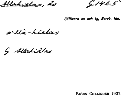 Bild på arkivkortet för arkivposten Allakielas