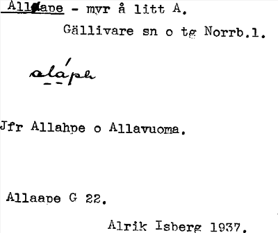 Bild på arkivkortet för arkivposten Allape