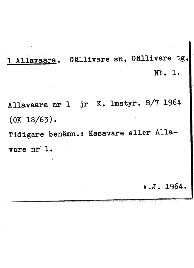 Bild på arkivkortet för arkivposten Allavaara