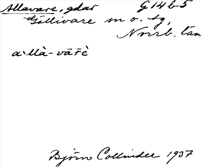Bild på arkivkortet för arkivposten Allavare