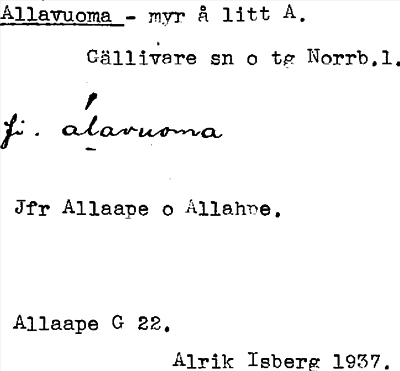 Bild på arkivkortet för arkivposten Allavuoma