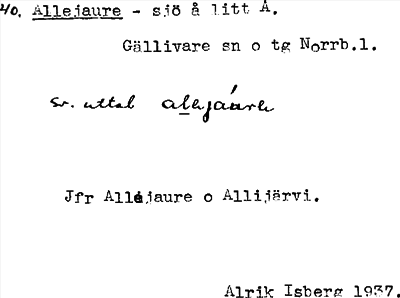 Bild på arkivkortet för arkivposten Allejaure