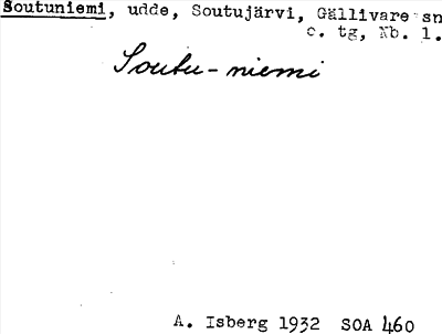 Bild på arkivkortet för arkivposten Soutuniemi