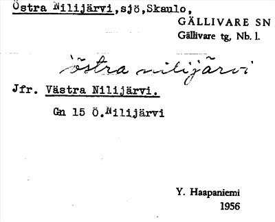 Bild på arkivkortet för arkivposten Östra Nilijärvi