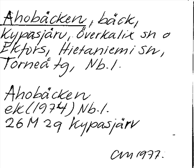 Bild på arkivkortet för arkivposten Ahobäcken