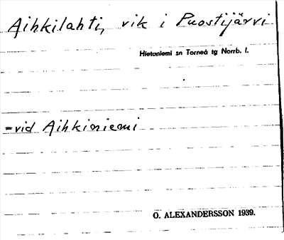 Bild på arkivkortet för arkivposten Aihkilahti