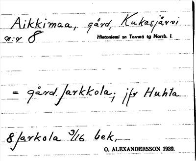 Bild på arkivkortet för arkivposten Aikkimaa