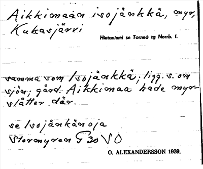 Bild på arkivkortet för arkivposten Aikkimaan isojänkkä