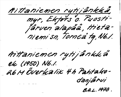 Bild på arkivkortet för arkivposten Aittaniemen rytijänkkä