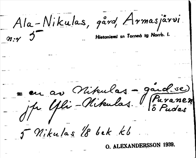 Bild på arkivkortet för arkivposten Ala-Nikulas