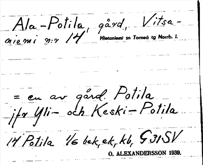 Bild på arkivkortet för arkivposten Ala-Potila