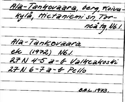 Bild på arkivkortet för arkivposten Ala-Tankovaara