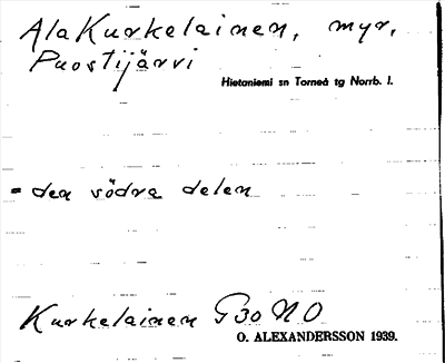 Bild på arkivkortet för arkivposten Alakurkelainen