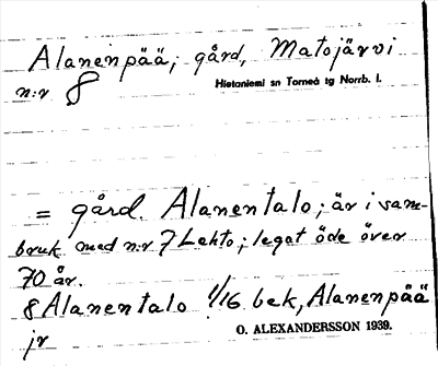 Bild på arkivkortet för arkivposten Alanenpää