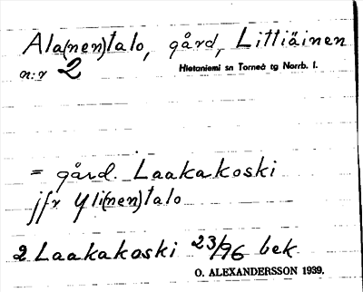 Bild på arkivkortet för arkivposten Ala(nen)talo