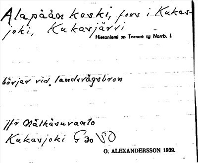 Bild på arkivkortet för arkivposten Alapään koski