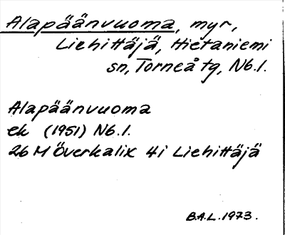 Bild på arkivkortet för arkivposten Alapäänvuoma