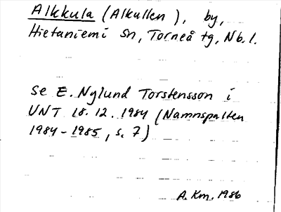 Bild på arkivkortet för arkivposten Alkkula (Alkullen)