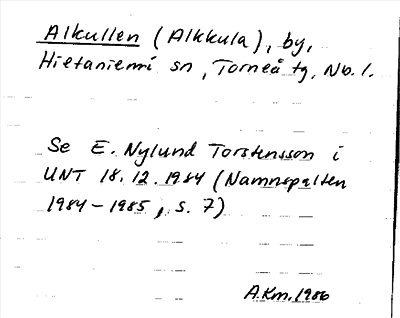 Bild på arkivkortet för arkivposten Alkullen (Alkkula)