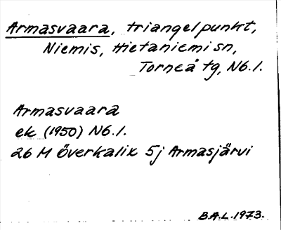 Bild på arkivkortet för arkivposten Armasvaara