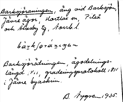 Bild på arkivkortet för arkivposten Barksjöroningen