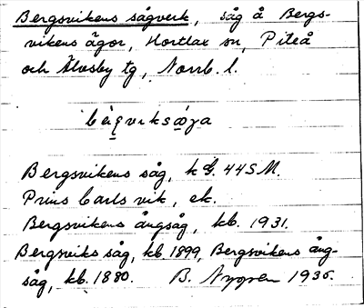 Bild på arkivkortet för arkivposten Bergsvikens sågverk