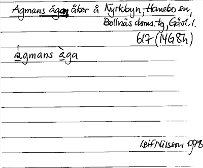 Bild på arkivkortet för arkivposten Agmans ägan