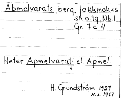 Bild på arkivkortet för arkivposten Abmelvarats