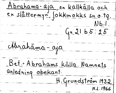 Bild på arkivkortet för arkivposten Abrahama-aja
