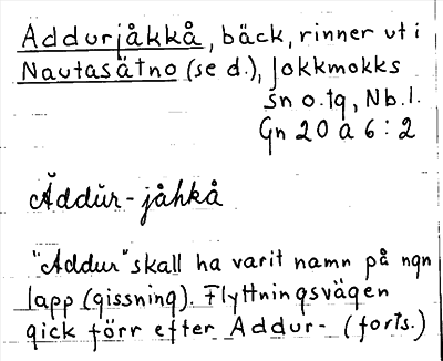 Bild på arkivkortet för arkivposten Addurjåkkå
