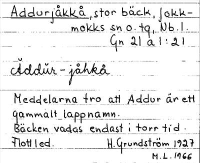 Bild på arkivkortet för arkivposten Addurjåkkå